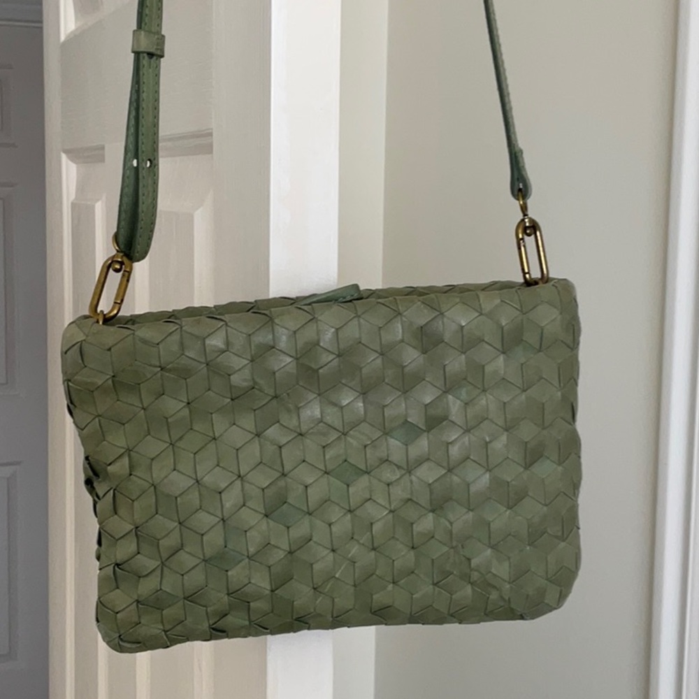COPY - NEW Madewell The Puff Crossbody Bag: Woven Leather Edition In Sweet Basi…